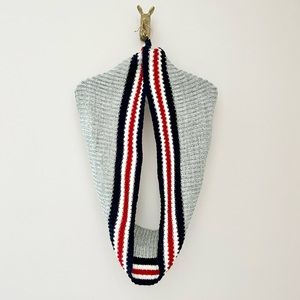 Steve Madden Gray Striped Knit Infinity Scarf